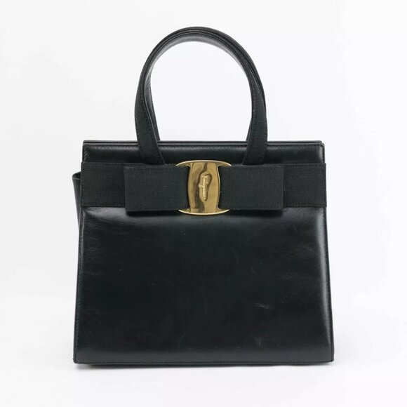Authentic Salvatore Ferragamo Black Ribbon Leather Bag - Picture 4 of 15